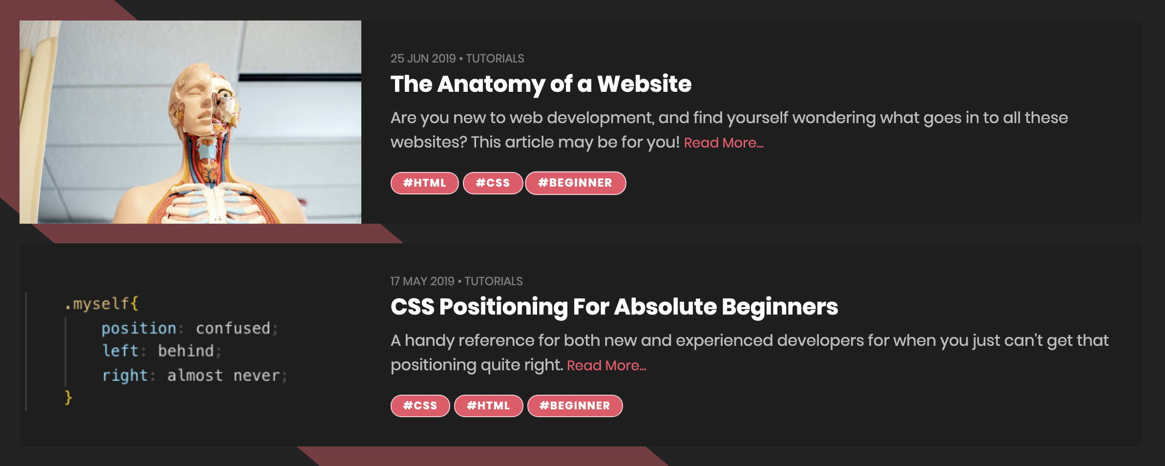 Two results from searching for CSS